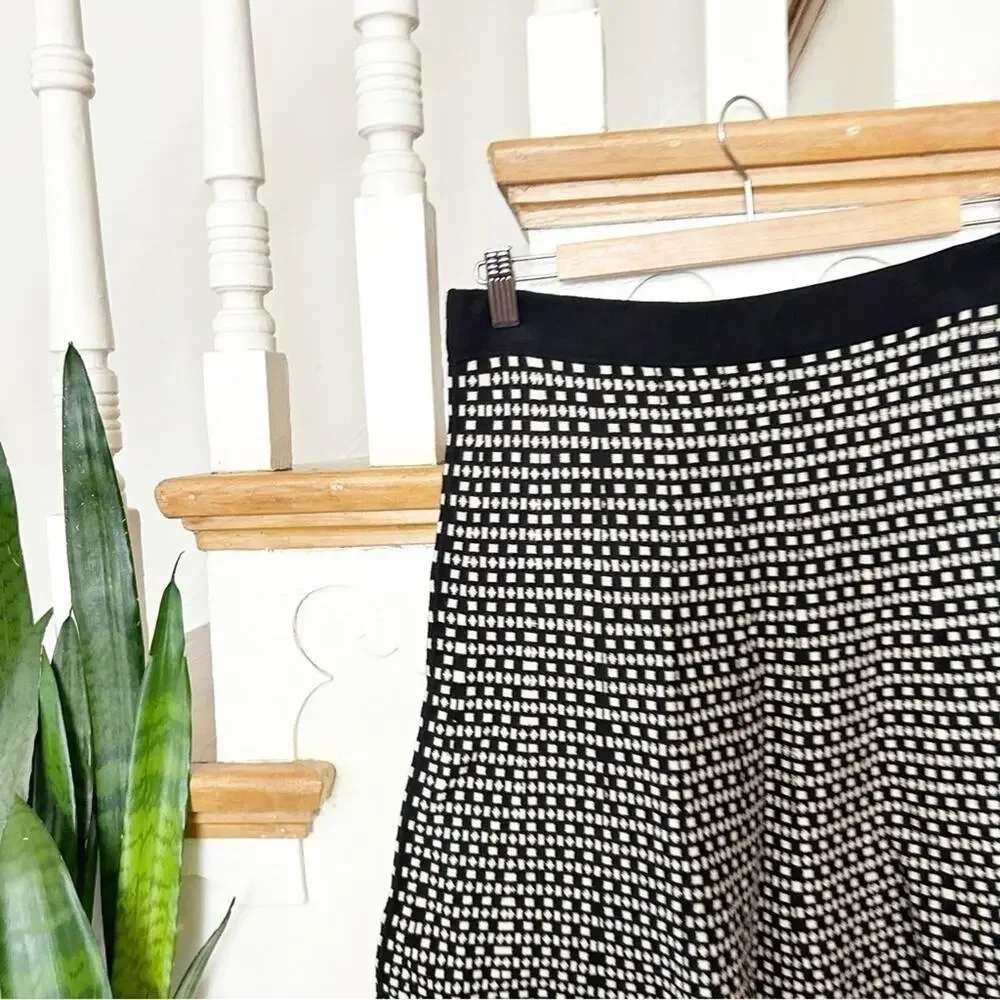 Max Edition Black White Print Cotton Blend A-Line Skirt Size Large L